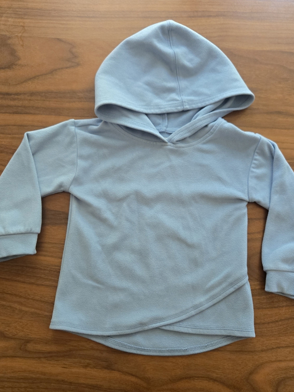 OshKosh Toddler Crossover Wrap Hem Fleece Hoodie Light Blue Minimalist 24m